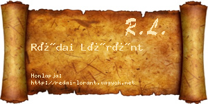 Rédai Lóránt névjegykártya